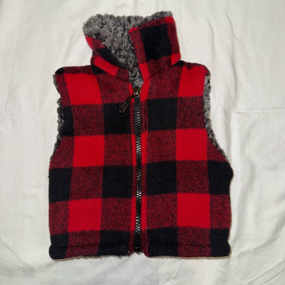 6-9 Month Baby Red & Black Checkered Vest